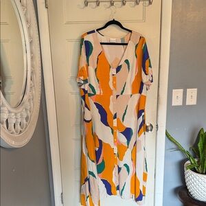 Universal Thread Orange and Blue Midi Dress